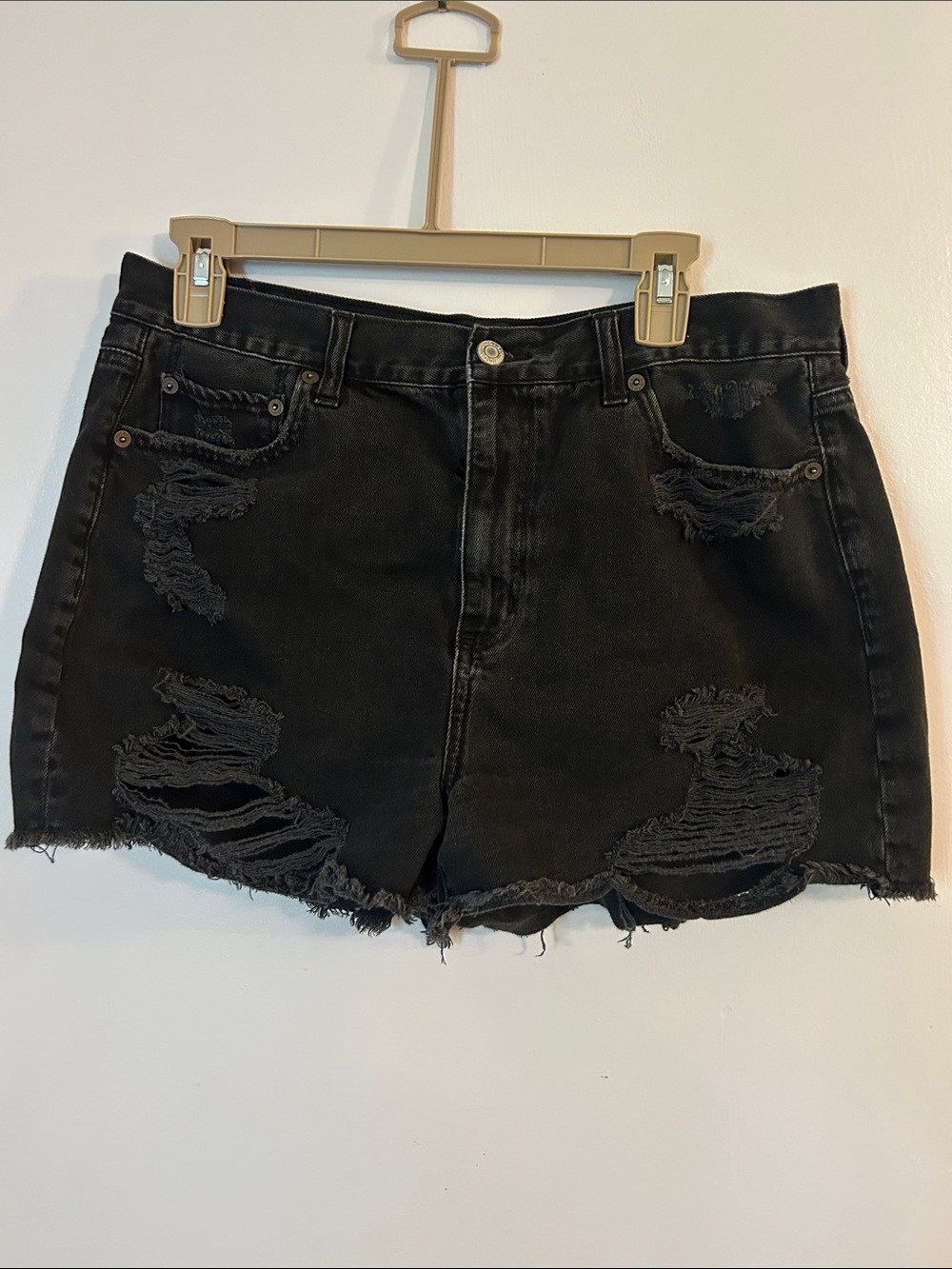 American Eagle Outfitters Black Distressed Denim Cutoff Shorts